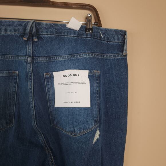 Good American Good Boy Double Split Hem Jeans Dark Wash Size 18 NWT - Picture 8 of 12